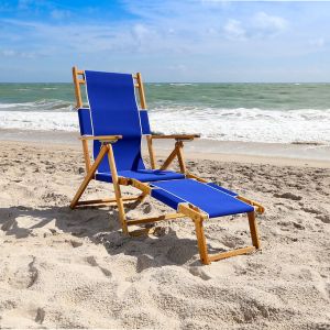 Oak Folding Beach Chair with Legrest
